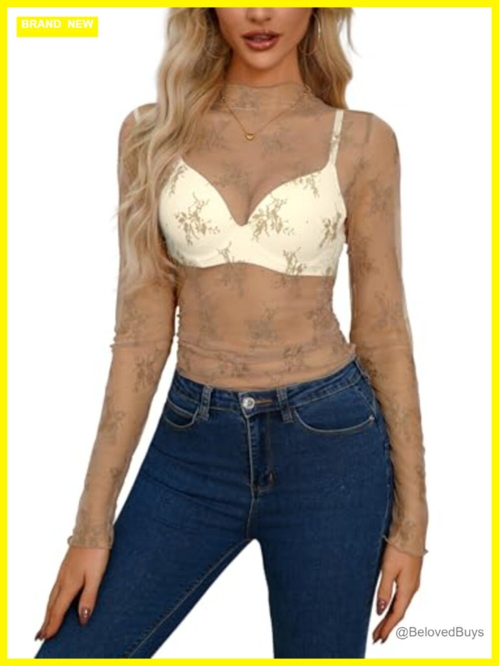 Womens Sheer Lace Mesh Long Sleeve Crop Top Mock Neck Y2K Layering Blouse